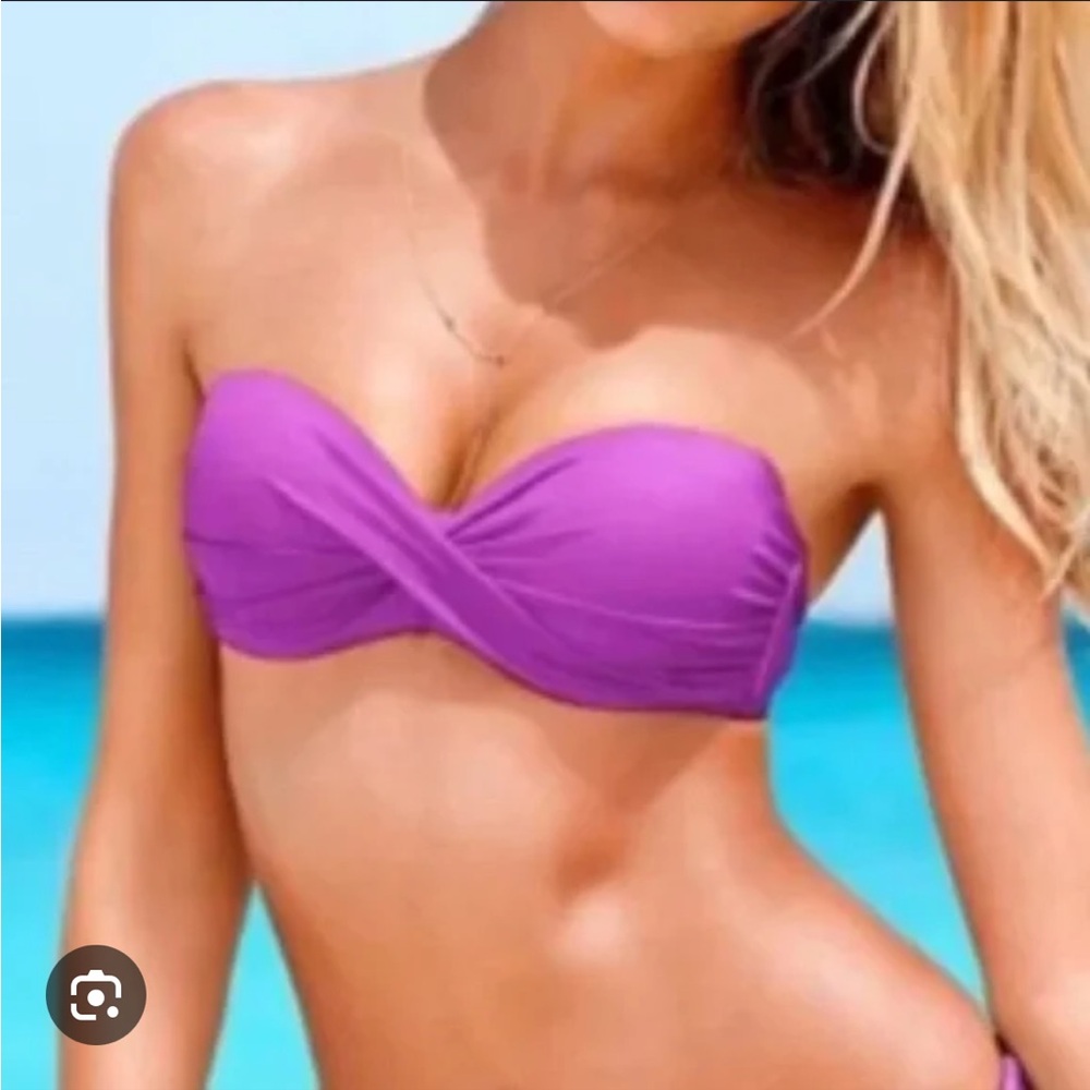 Victoria’s Secret purple twist front knockout bandeau bikini top 34C
